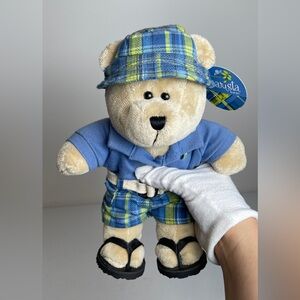 Starbucks Barista Plaid Blue Teddy Bear Toy